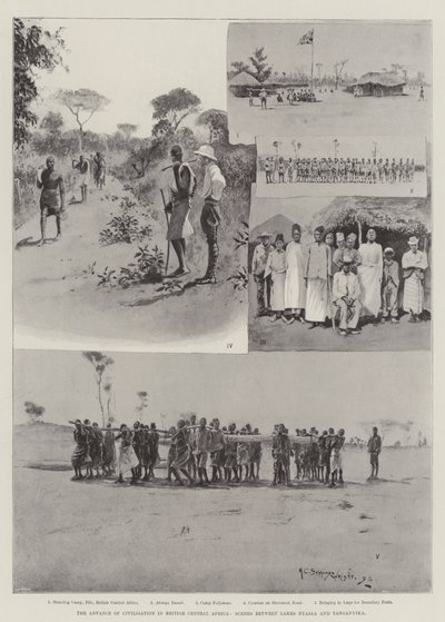 De Vooruitgang van de Beschaving in Brits Centraal-Afrika, Scènes tussen de Meren Nyassa en Tanganyika door Henry Charles Seppings Wright